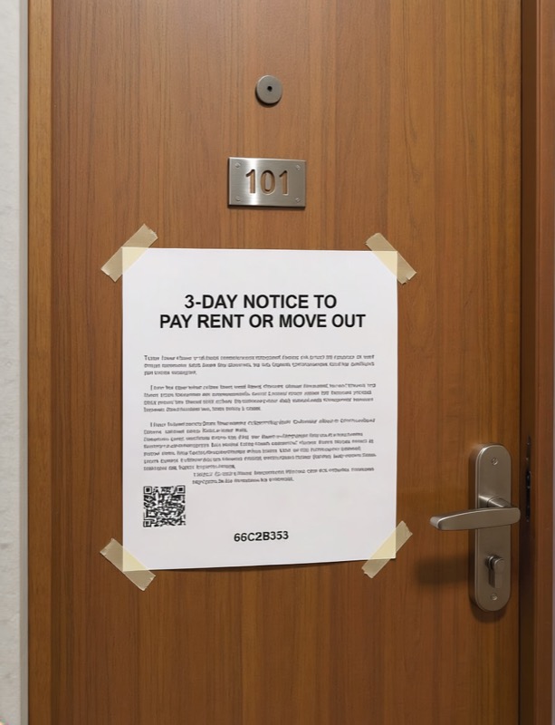 Notice posted on apartment door